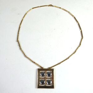 Artistry TM Vintage Two Tone Geometric Modernist Bar Chain Necklace Gold Silver